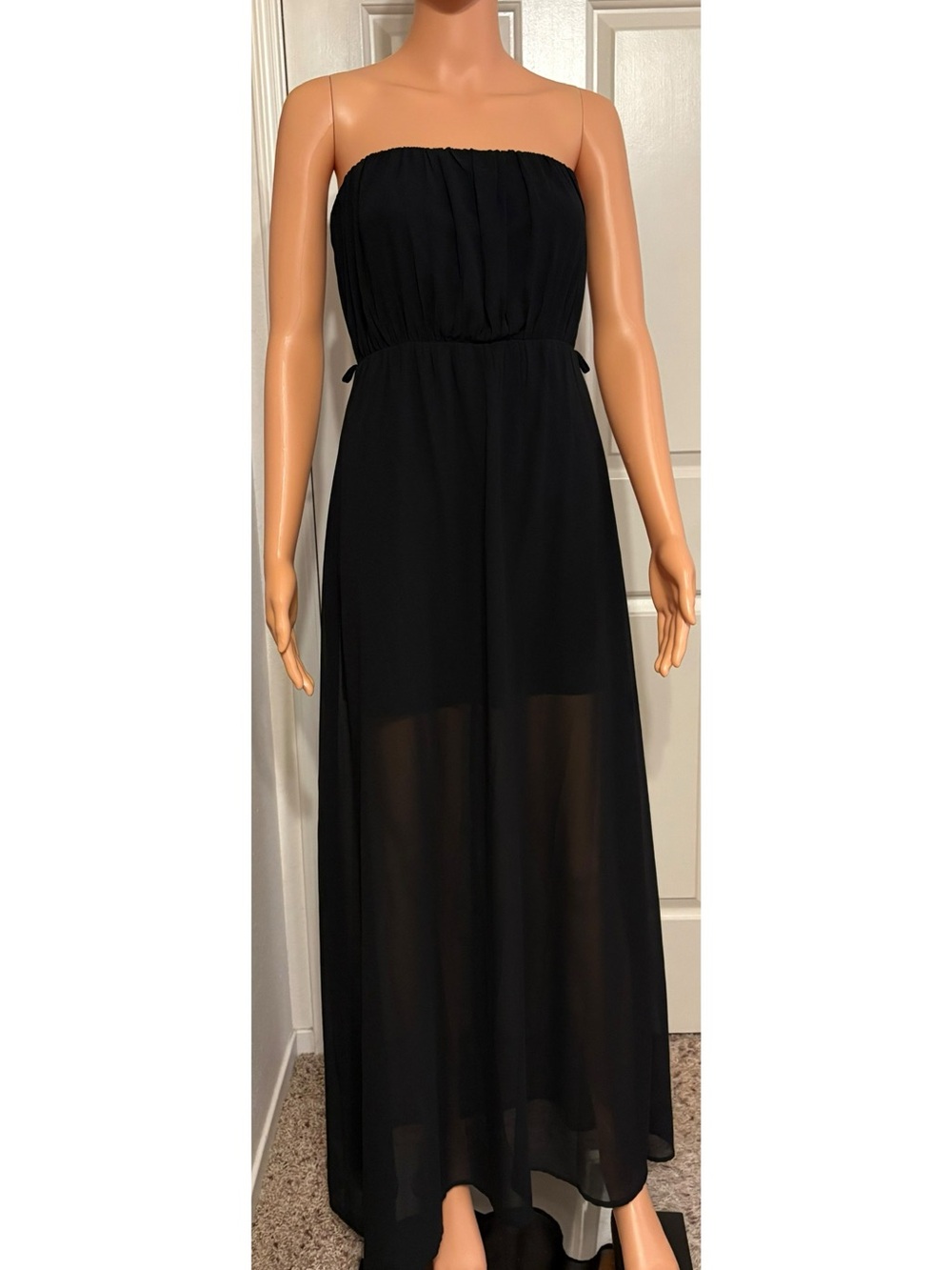 Miss Avenue Black Strapless Chiffon Maxi Dress